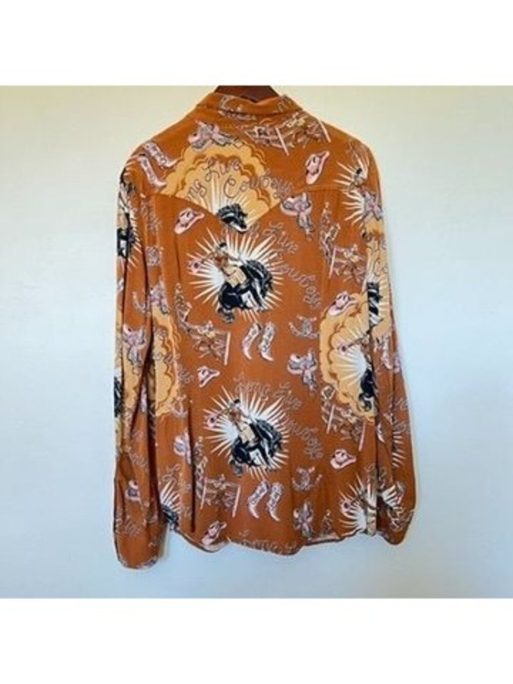 Wrangler Retro Womens Sz XL Western Snap Shirt Cowboy Print Festival Concert - Picture 2 of 12